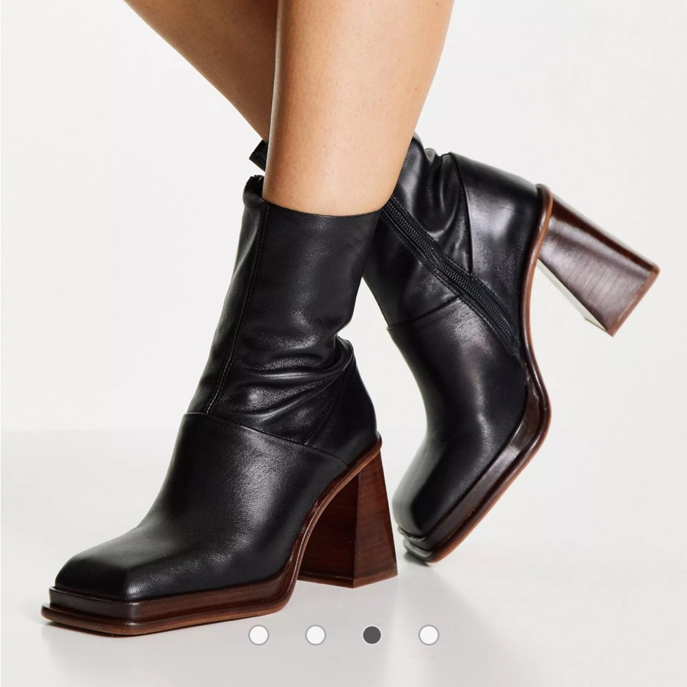 ASOS DESIGN Rochelle premium leather platform heeled boots